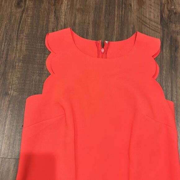 J. Crew Coral Red Dress with scallop edges, Size 2 - Picture 2 of 7